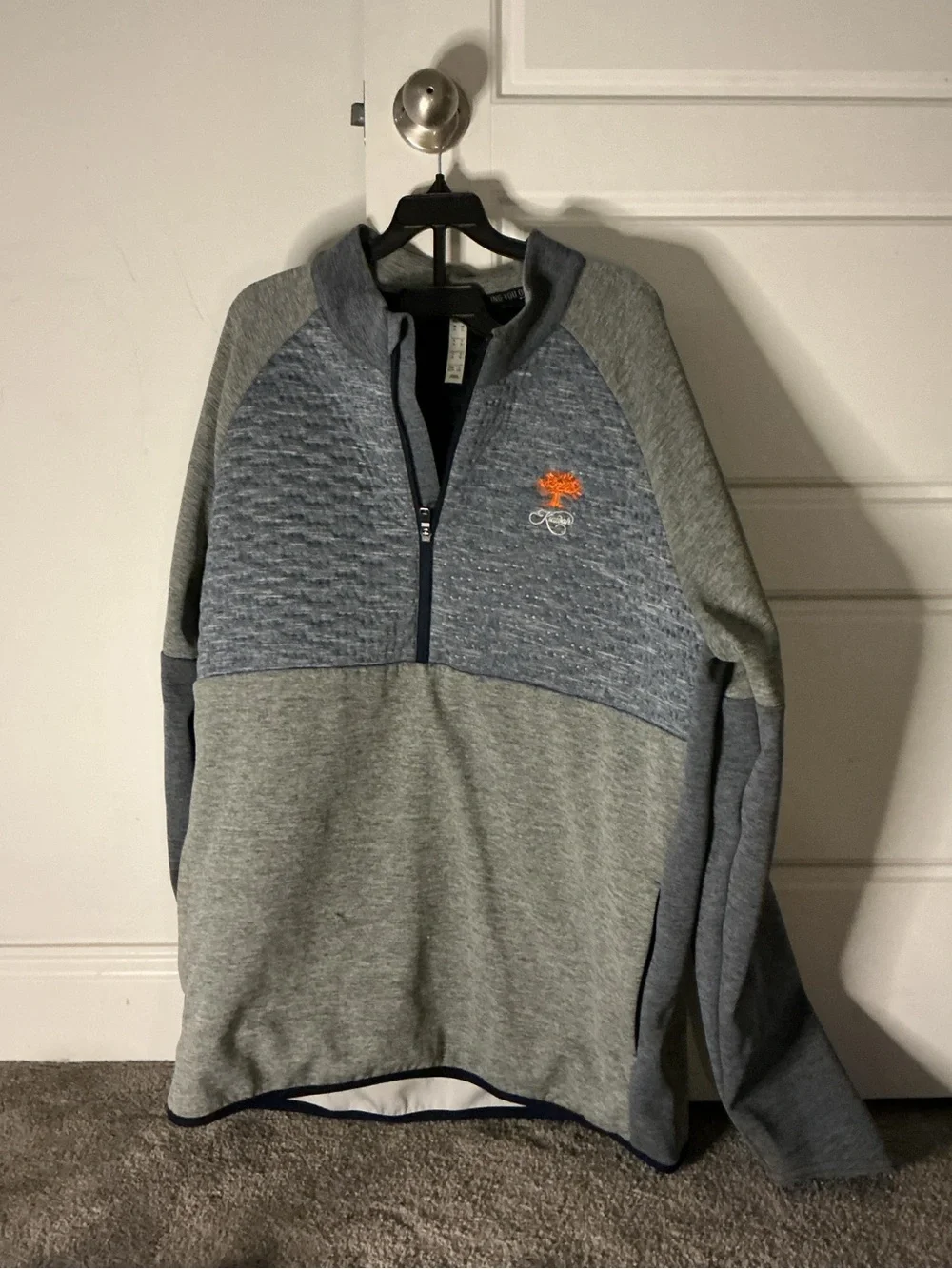 Men's Half-Zip Quilted Heather Pullover Sweater - Gray/Blue